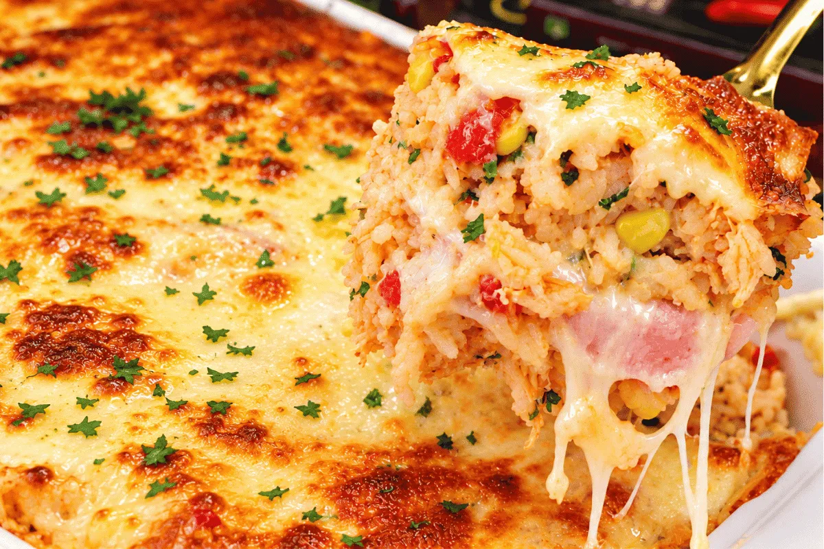 Arroz de forno completo cremoso e facil para voce reaproveit
