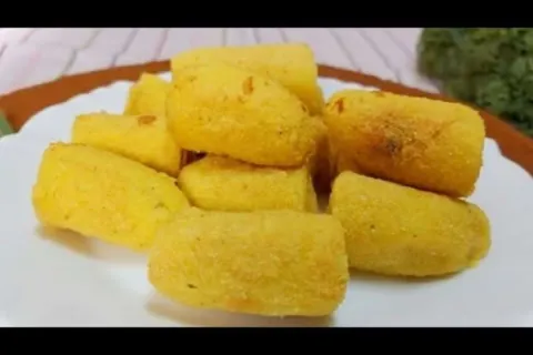Banana frita a milanesa crocante por fora e macia por dentro