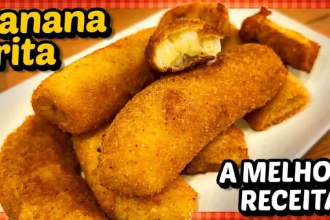 Banana frita perfeita com uma casquinha dourada e muito sabo