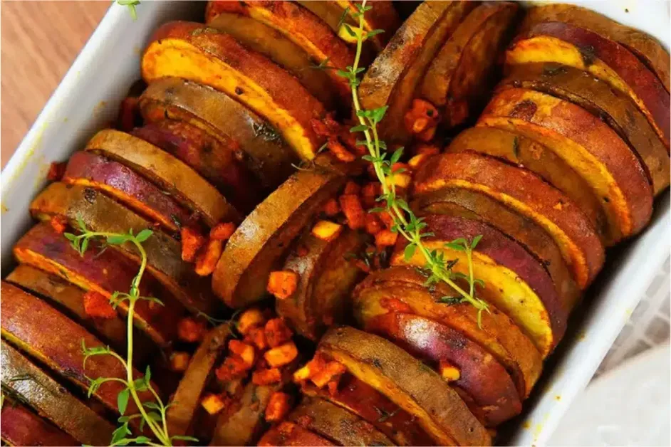 Batata Doce Assada com Cebola Caramelizada