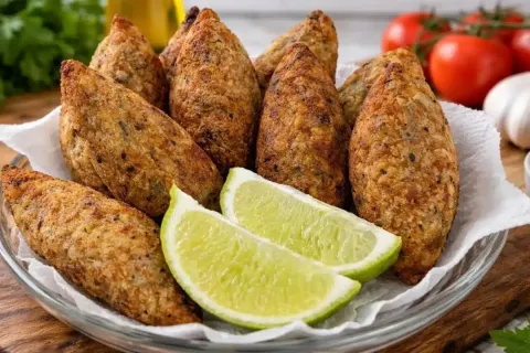 Bolinho de bacalhau bem sequinho por fora e recheado com bas