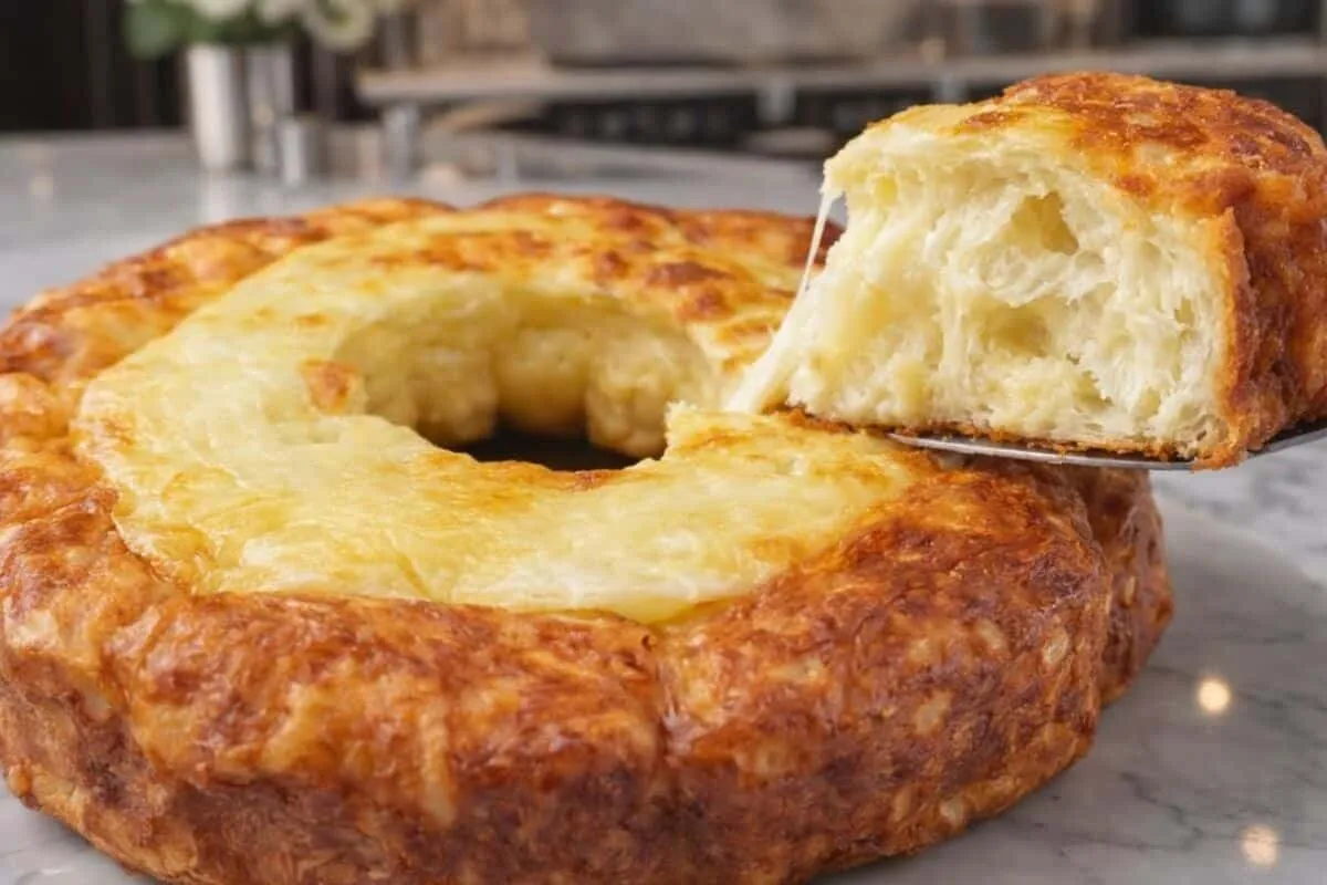 Bolo pao de queijo para o seu lanche que fica com uma casqui