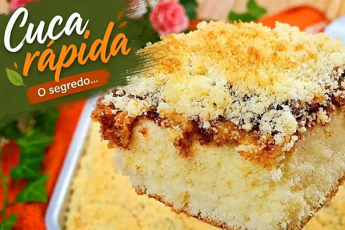 Cuca caseira maravilhosa com farofa super crocante e soltinh