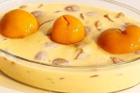 Gelado de pessego muito rapido facil e refrescante uma sobre