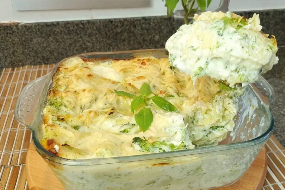 Lasanha de brocolis leve e saborosa