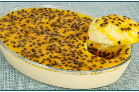 Mousse de maracuja cremosa e perfeita feita no liquidificado