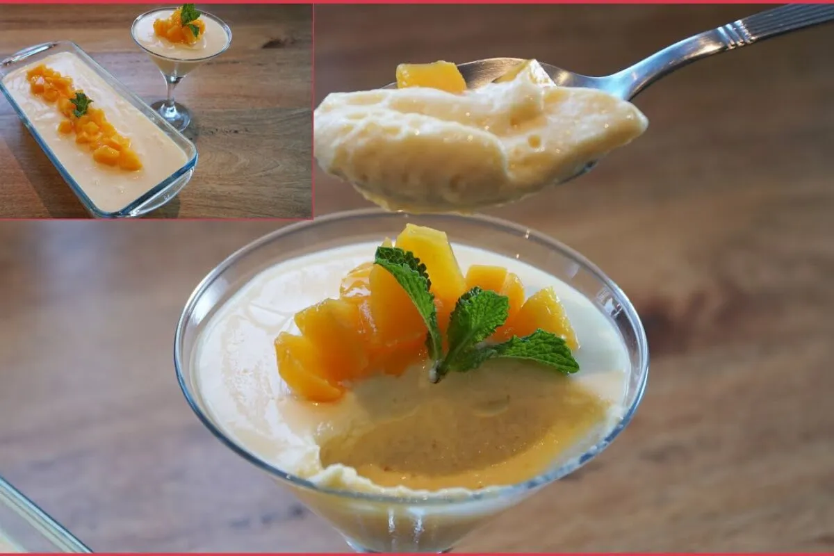 Mousse de pessego rapida e facil de preparar para ficar com