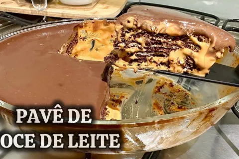 Pave de doce de leite cremoso e feito com ingredientes simpl
