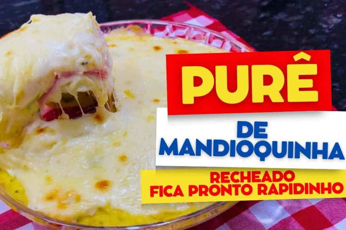 Pure de mandioquinha recheado que fica extremamente cremoso