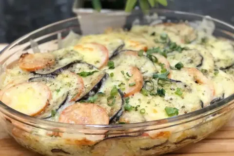 Receita de berinjela com arroz e frango uma refeicao complet
