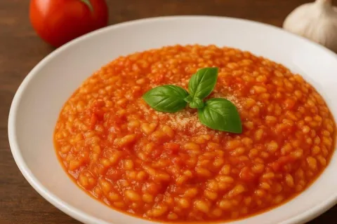 Risoto a Pomodoro super cremoso e saboroso para um jantar es