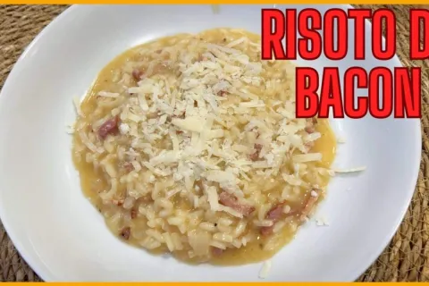 Risoto de bacon super cremoso e muito facil de preparar para