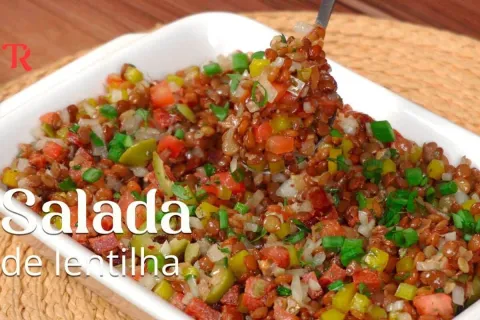 Salada de lentilha deliciosa e facil de preparar para deixar