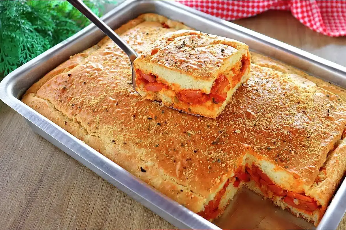 Torta de salsicha economica feita com rapidez no liquidifica